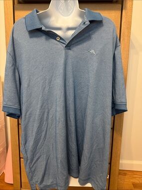 Tommy Bahama Men's Blue Polo Shirt - Classic Short Sleeve